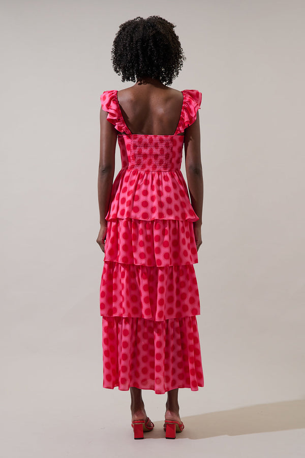 Sugarlips Keith Polka Dot Tiered Midi Dress