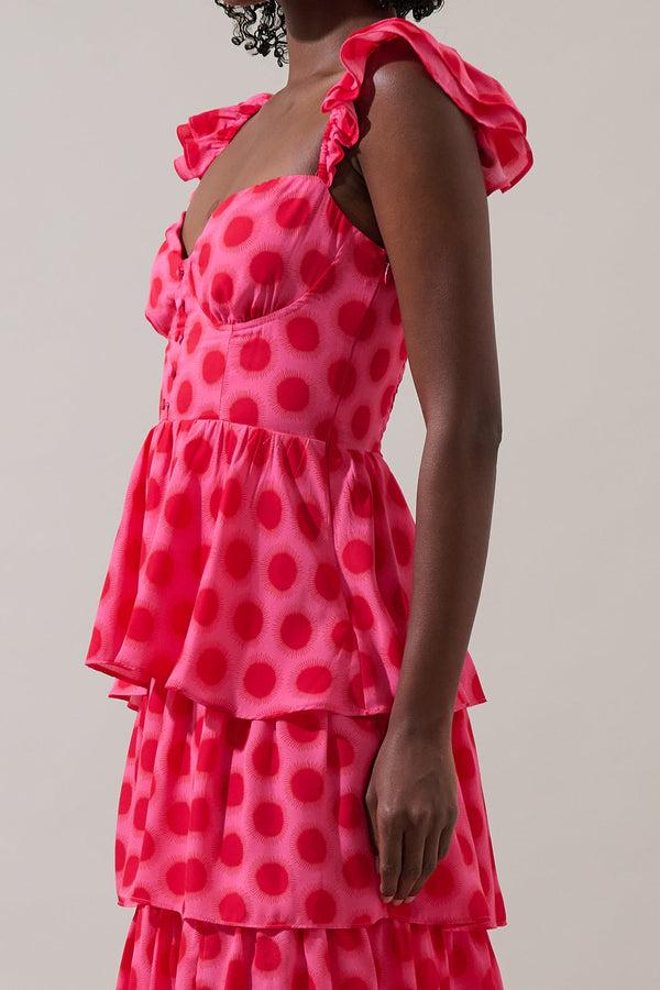 Sugarlips Keith Polka Dot Tiered Midi Dress