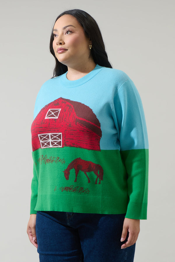 Sugarlips Kelsey's Farm Multi Knit Sweater Curve