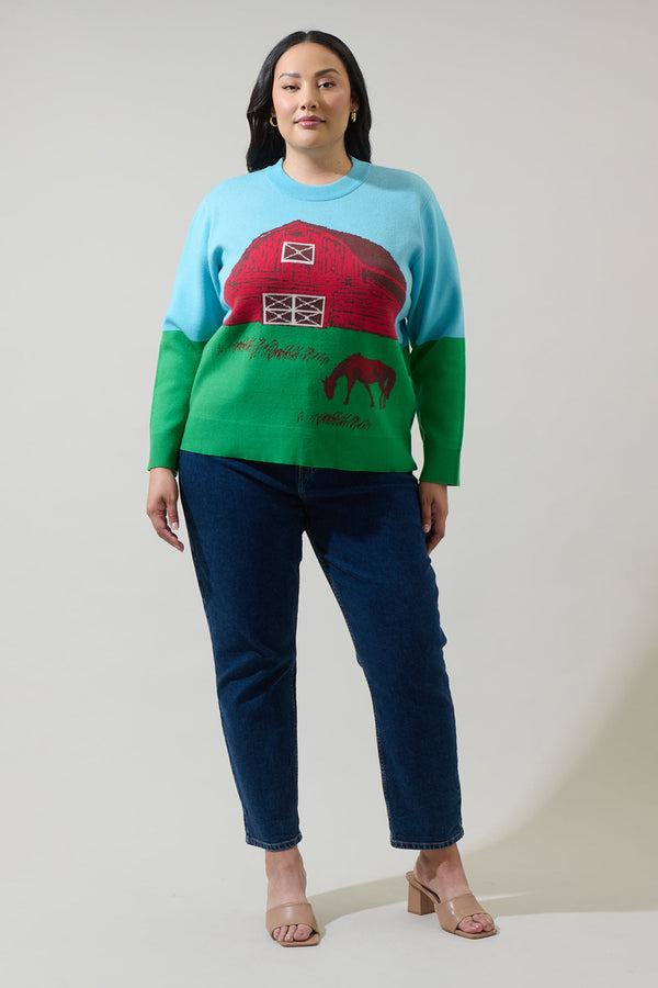 Sugarlips Kelsey's Farm Multi Knit Sweater Curve