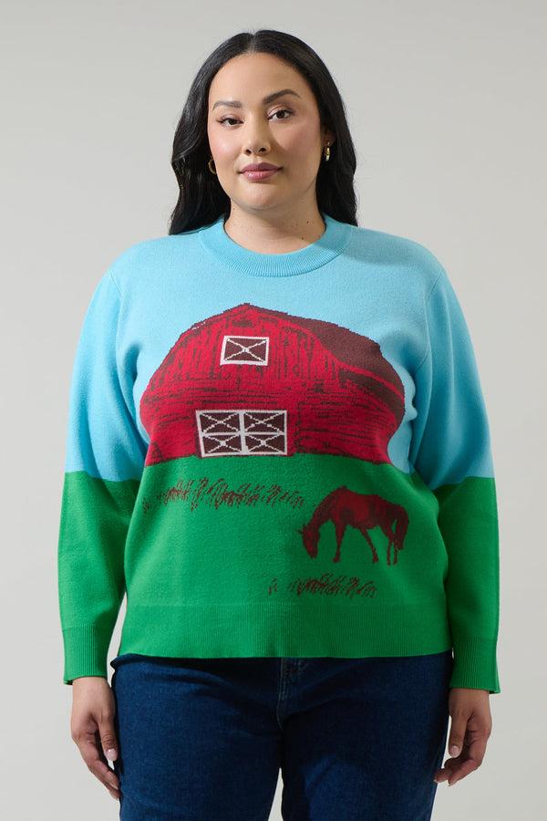 sugarlips Kelsey's Farm Multi Knit Sweater Curve