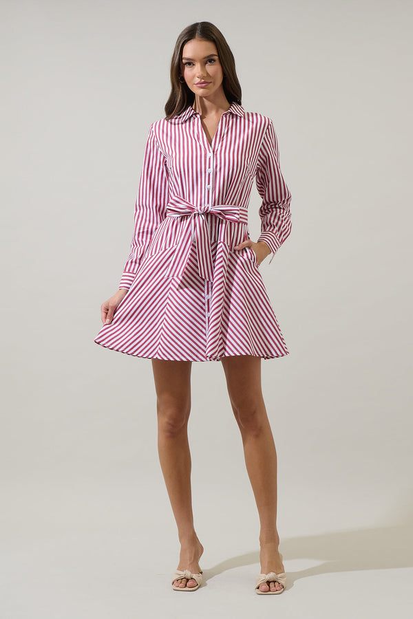 Sugarlips Kenada Stripe Flare Mini Dress