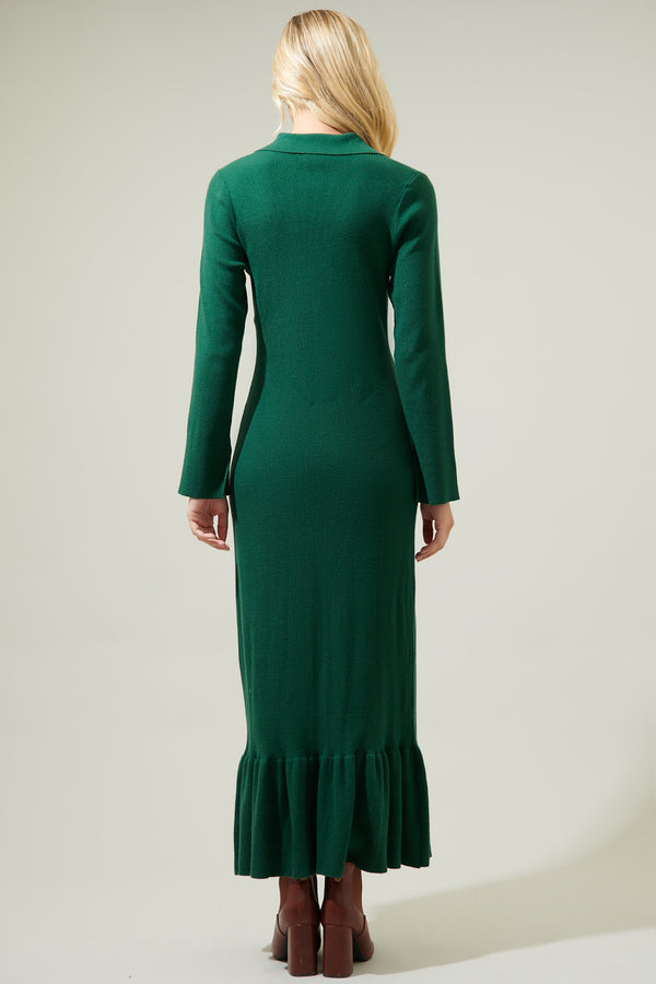 Sugarlips Kendal Collared Sweater Maxi Dress