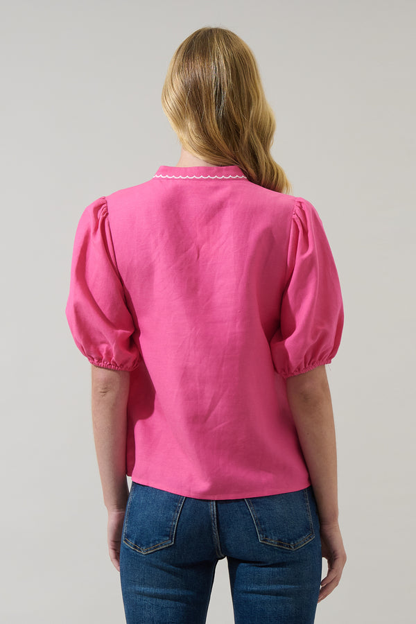 Sugarlips Kenedy Embroidered Puff Sleeve Top