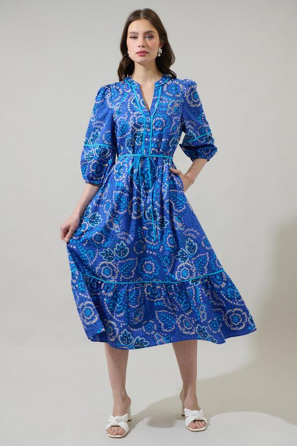Sugarlips Kenner Floral Melia Shirt Midi Dress