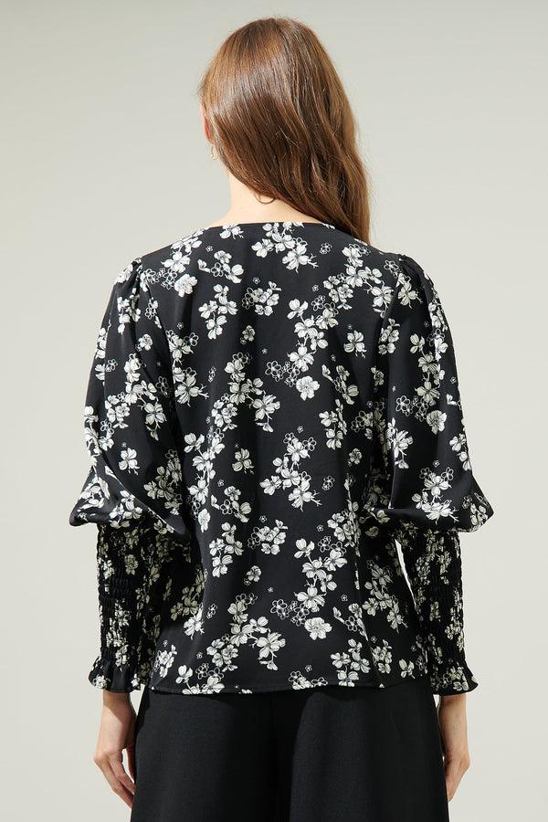 Sugarlips Kennie Floral Smocked Long Sleeve Blouse