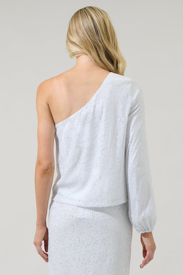 Sugarlips Kenzy Moon Glow One Shoulder Sequin Top
