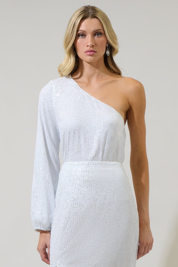 sugarlips Kenzy Moon Glow One Shoulder Sequin Top