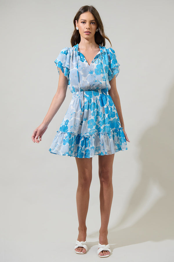 Sugarlips Kerela Floral Bumble Ruffle Mini Dress