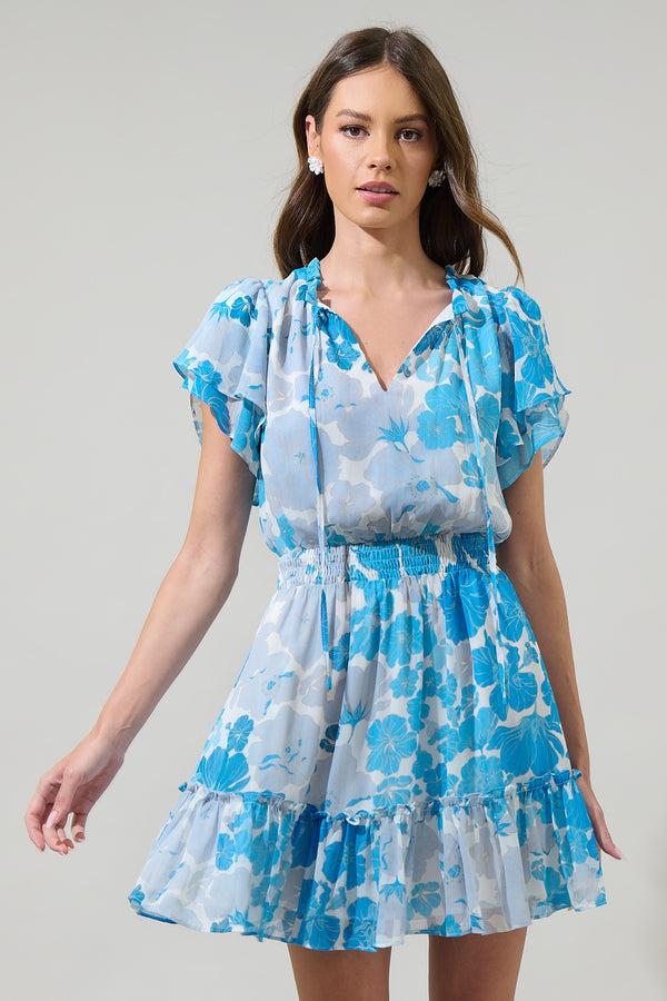 sugarlips Kerela Floral Bumble Ruffle Mini Dress