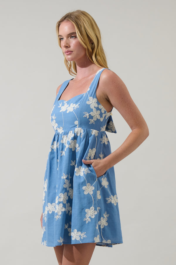 Sugarlips Keren Embroidered Empire Mini Dress