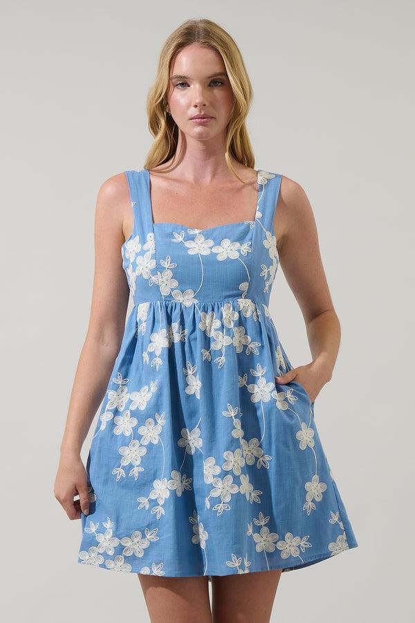 sugarlips Keren Embroidered Empire Mini Dress