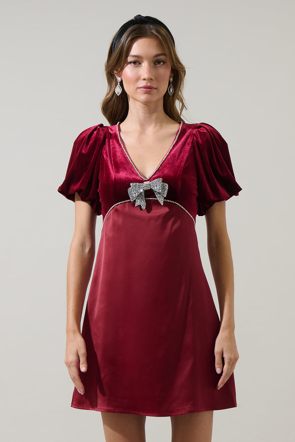 sugarlips Kerta Velvet Satin Mini Dress