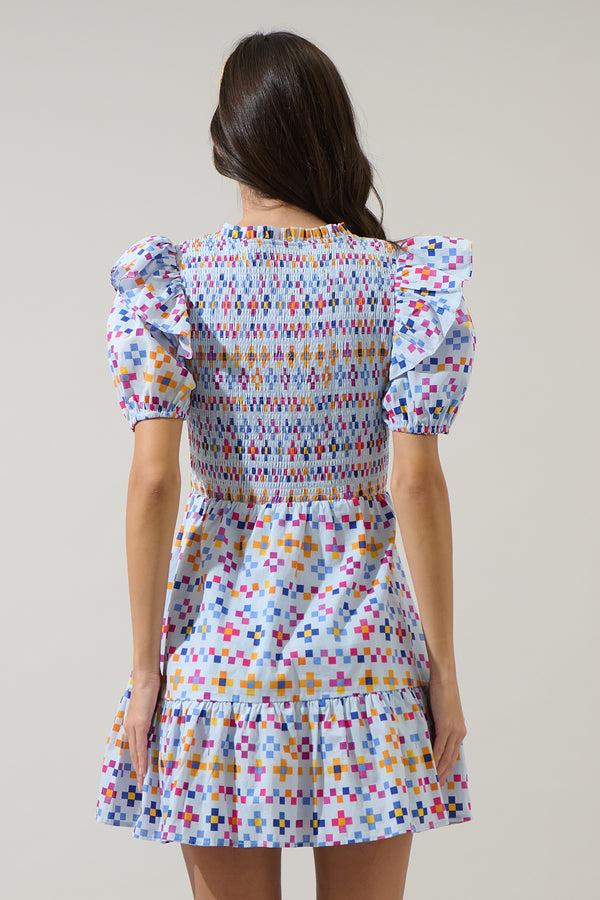 Sugarlips Kessa Geo Leones Smocked Mini Dress