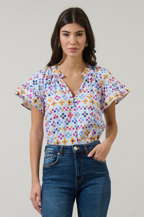 sugarlips Kessa Geo Macy Ruffle Top