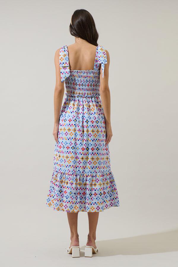 Sugarlips Kessa Geo Mitzy Smocked Midi Dress