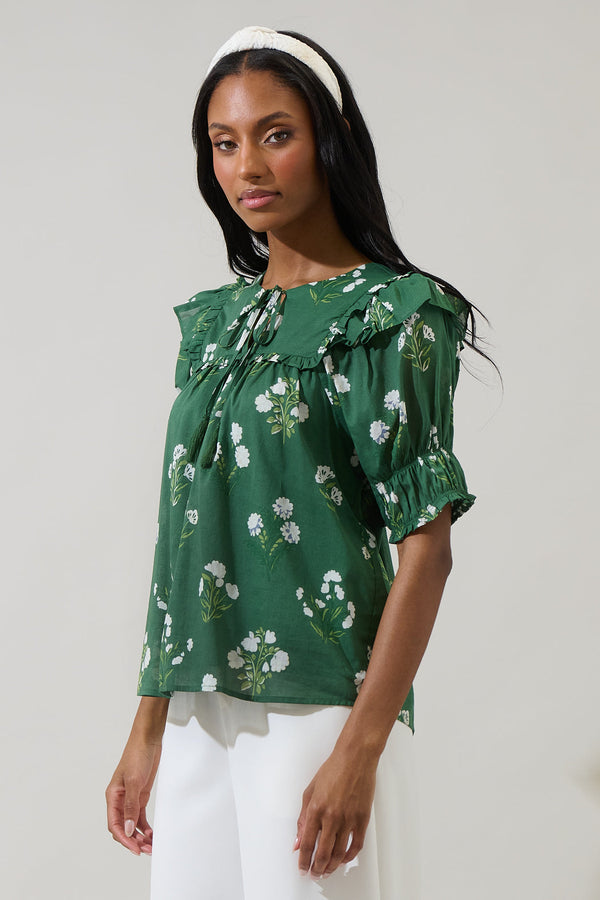 Sugarlips Kestrel Floral Auria Puff Sleeve Top