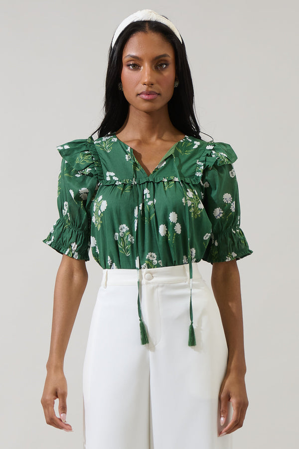 sugarlips Kestrel Floral Auria Puff Sleeve Top