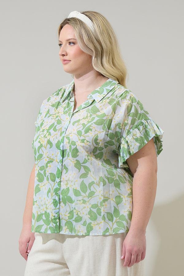 Sugarlips Kiany Floral Ina Button Up Top Curve