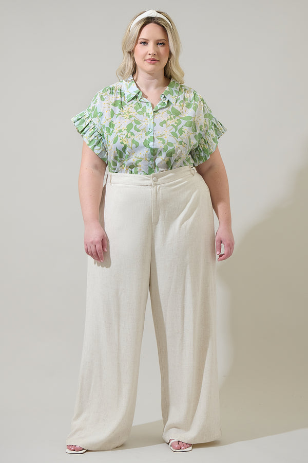 Sugarlips Kiany Floral Ina Button Up Top Curve