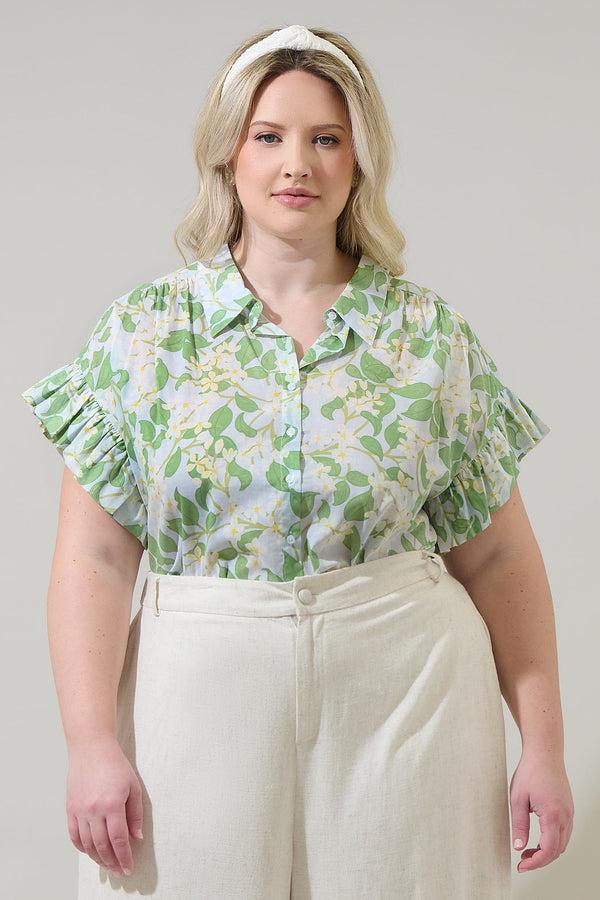sugarlips Kiany Floral Ina Button Up Top Curve