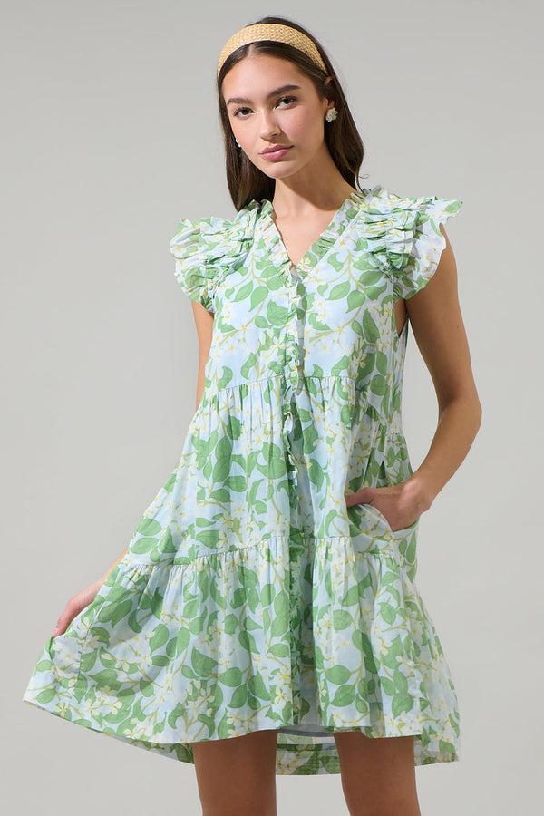 sugarlips Kiany Floral Marlan Ruffle Mini Dress