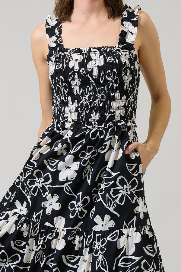Sugarlips Kianza Floral Ember Smocked Midi Dress