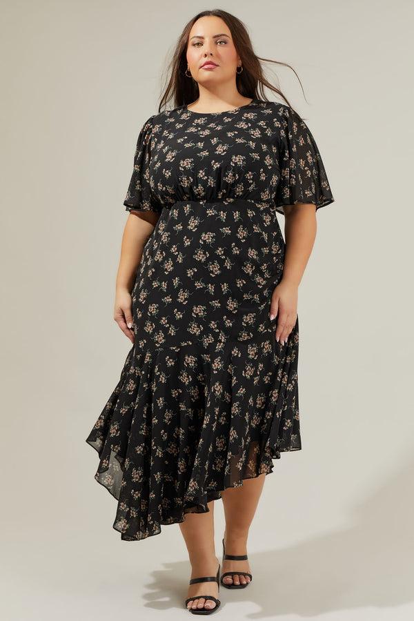 sugarlips Kim Balboa Asymmetrical Midi Dress Curve