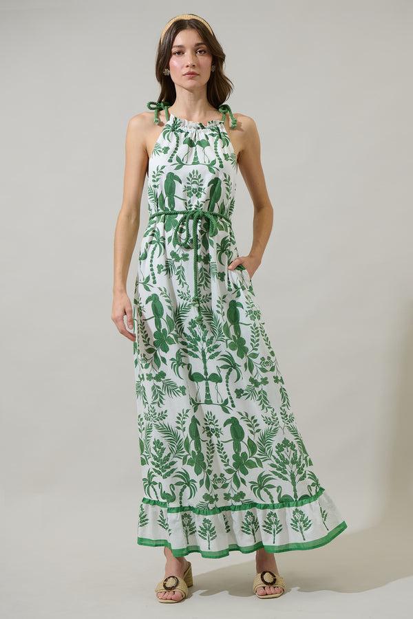 Sugarlips Kimana Floral Halter Neck Maxi Dress