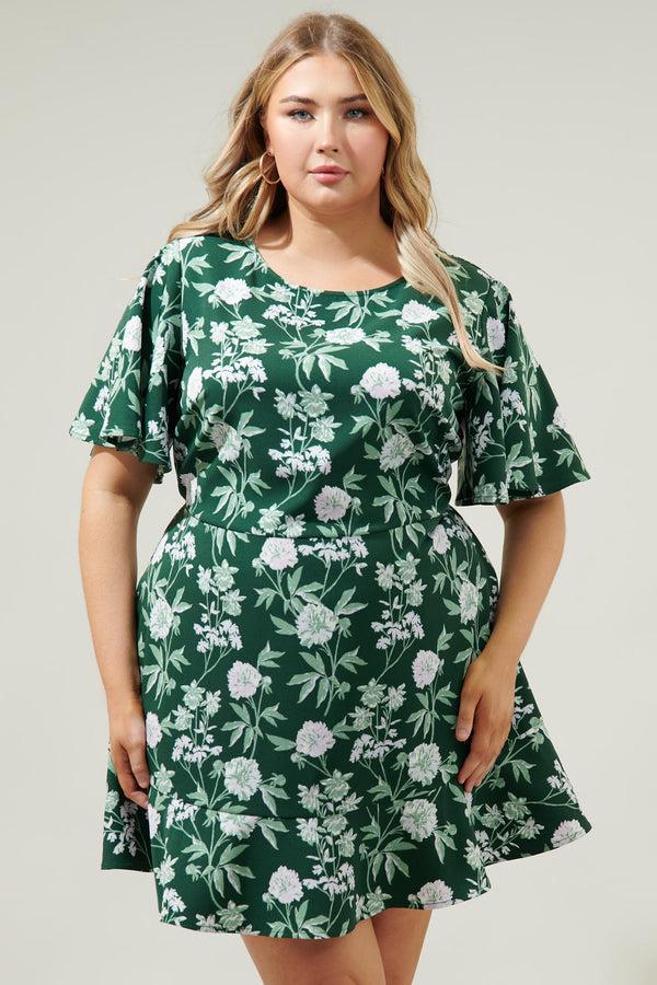 sugarlips Kirby Floral Flouncy Mini Dress Curve
