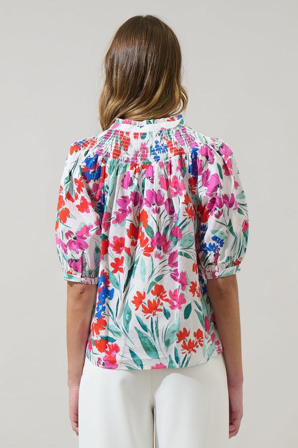 Sugarlips Kivia Blossom Smocked Mock Neck Top