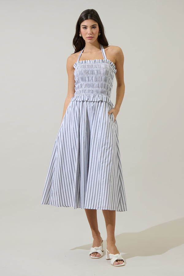 Sugarlips Kolin Striped Smocked Midi Dress