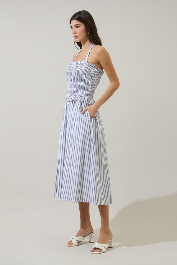 Sugarlips Kolin Striped Smocked Midi Dress