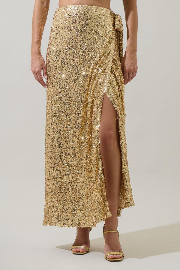 sugarlips Korina Sequin Wrap Maxi Skirt