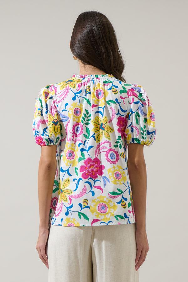 Sugarlips Kress Floral Berisa Split Neck Top