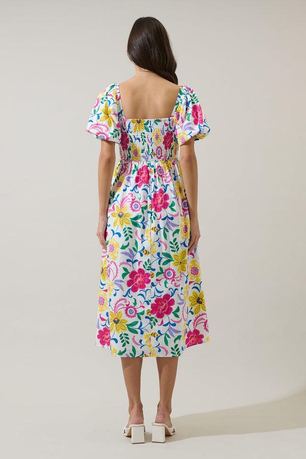Sugarlips Kress Floral Maray Smocked Midi Dress