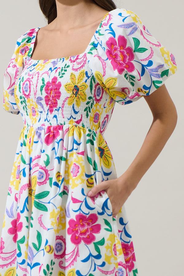 Sugarlips Kress Floral Maray Smocked Midi Dress