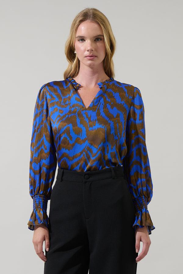 sugarlips Krista Abstract Minda Keyhole Blouse
