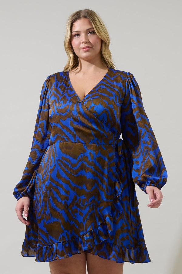 sugarlips Krista Abstract Mini Wrap Dress Curve
