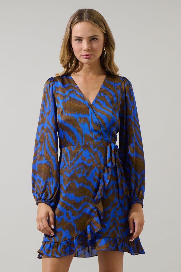 sugarlips Krista Abstract Mini Wrap Dress