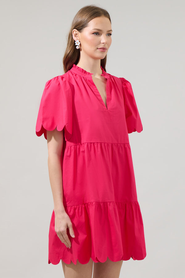 Sugarlips Kyra Poplin Tiered Scallop Mini Dress