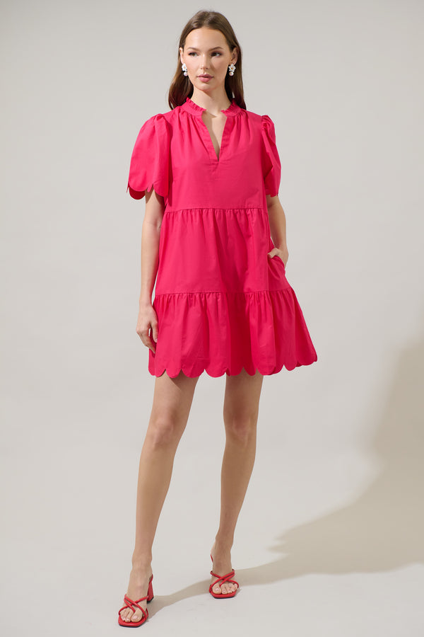 Sugarlips Kyra Poplin Tiered Scallop Mini Dress