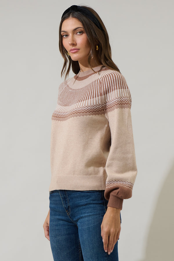 Sugarlips Lacey Way Round Neck Fair-Isle Sweater