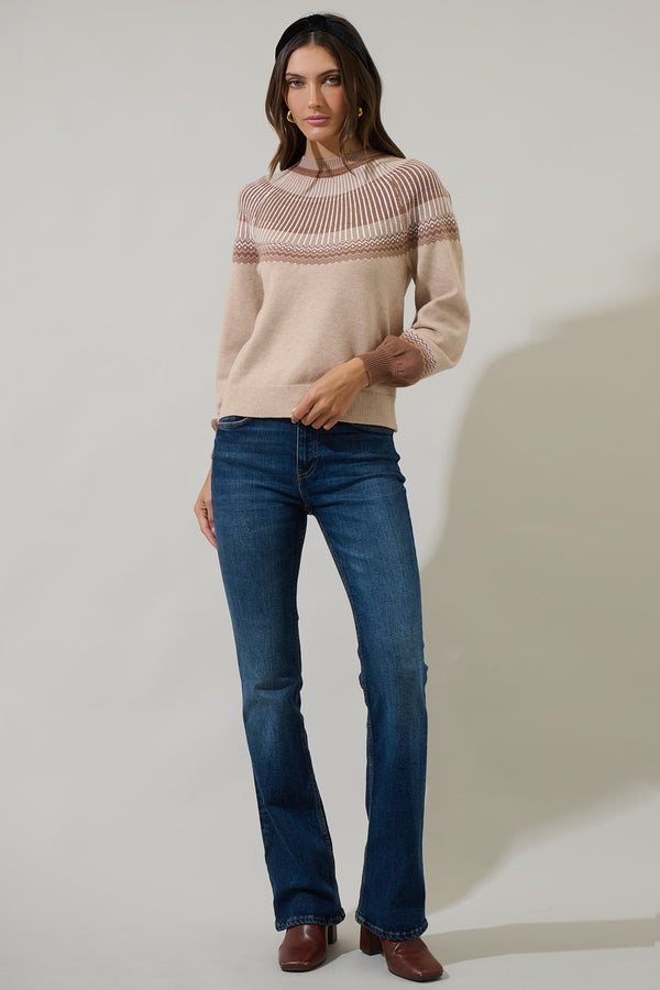 Sugarlips Lacey Way Round Neck Fair-Isle Sweater