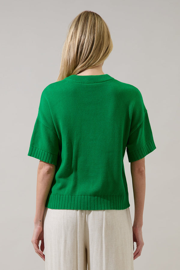 Sugarlips Ladybug Drop Shoulder Sweater Top