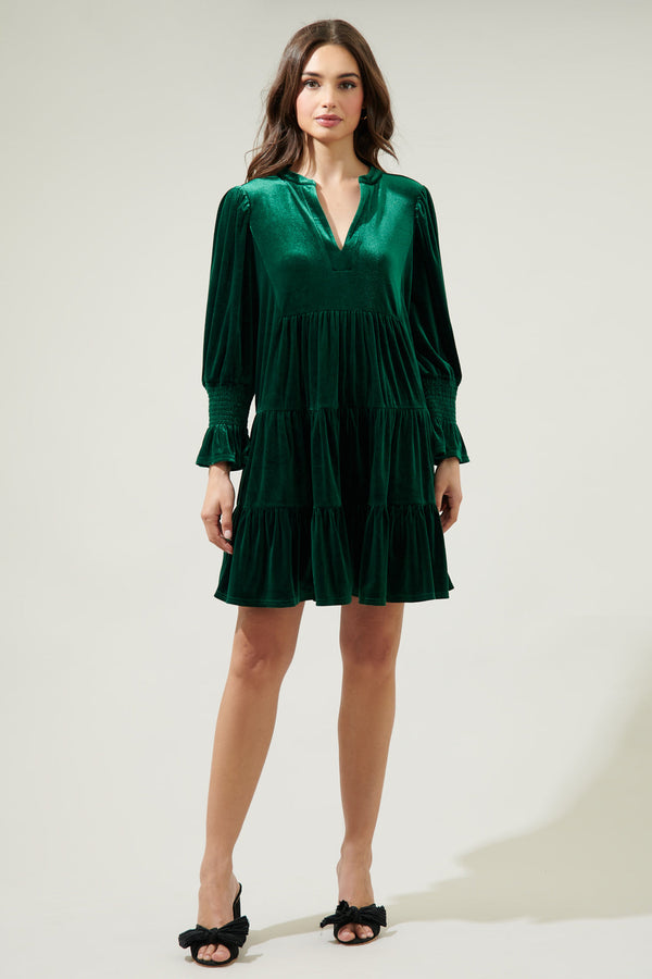 Sugarlips Lagoon Velvet Babydoll Mini Dress
