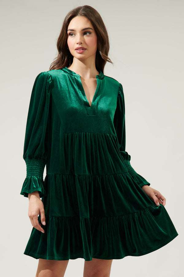 sugarlips Lagoon Velvet Babydoll Mini Dress