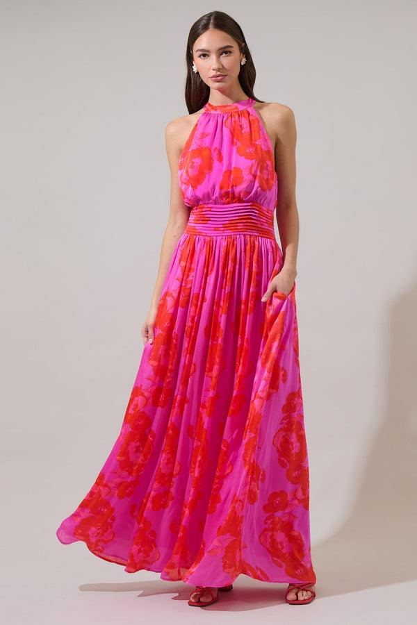 Sugarlips Lailah Floral Landy Halter Maxi Dress