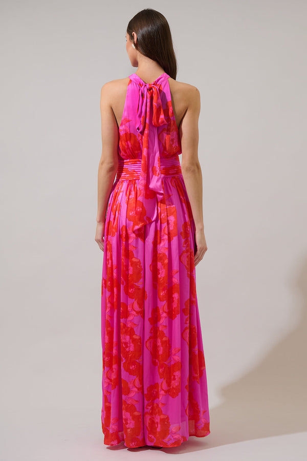 Sugarlips Lailah Floral Landy Halter Maxi Dress