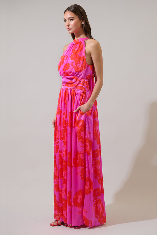 Sugarlips Lailah Floral Landy Halter Maxi Dress